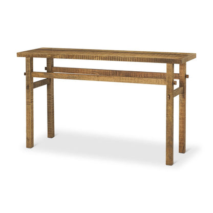 54" Brown Solid Wood Distressed Console Table HomeRoots