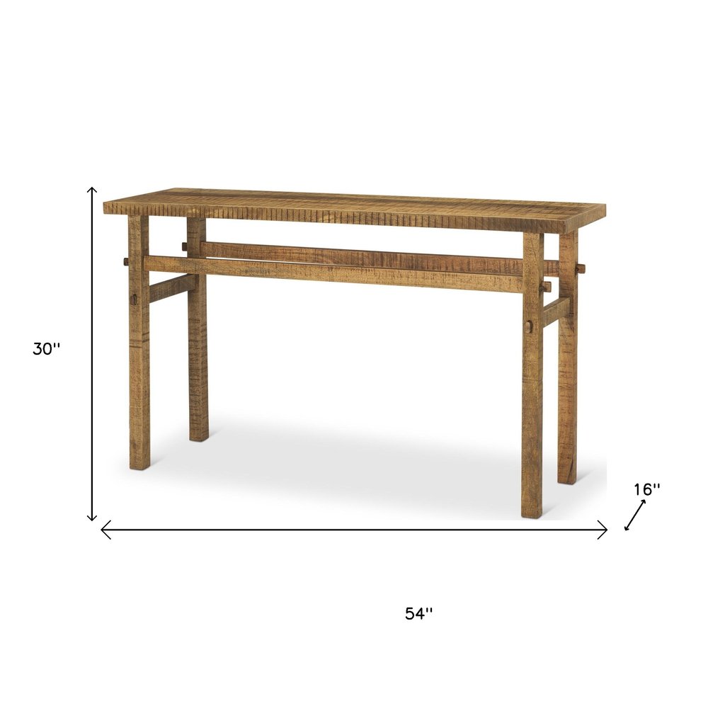 54" Brown Solid Wood Distressed Console Table HomeRoots