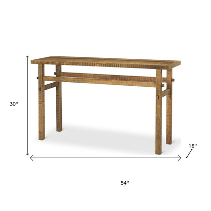 54" Brown Solid Wood Distressed Console Table HomeRoots