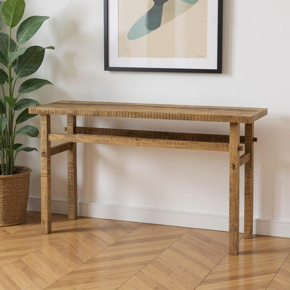 54" Brown Solid Wood Distressed Console Table HomeRoots