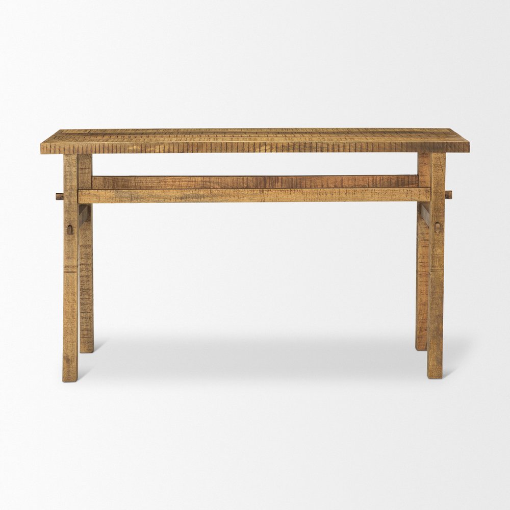 54" Brown Solid Wood Distressed Console Table — view 2