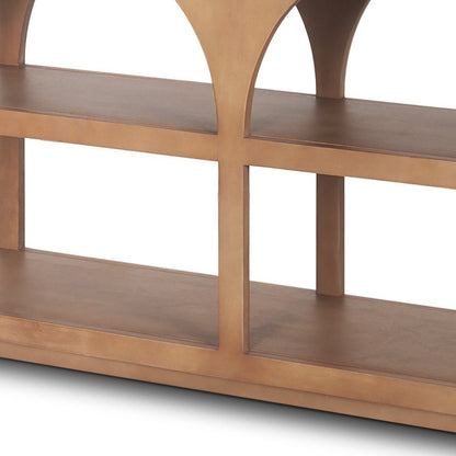 54" Brown Solid Wood Floor Shelf Console Table With Two Shelves HomeRoots