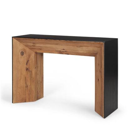 47" Black and Brown Solid Wood Pedestal Console Table HomeRoots