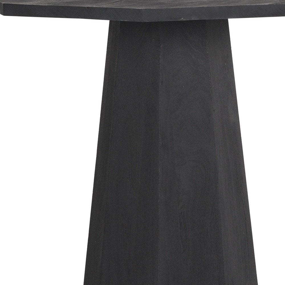 30" Black Solid Wood Hexagonal Pedestal End Table — view 2