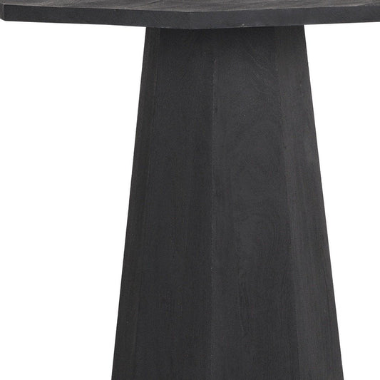 30" Black Solid Wood Hexagonal Pedestal End Table