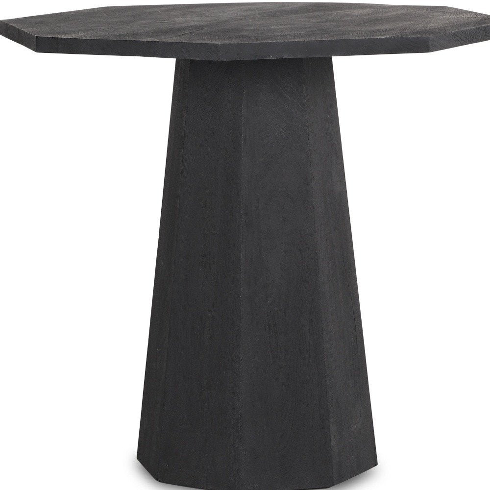 30" Black Solid Wood Hexagonal Pedestal End Table HomeRoots