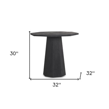 30" Black Solid Wood Hexagonal Pedestal End Table HomeRoots