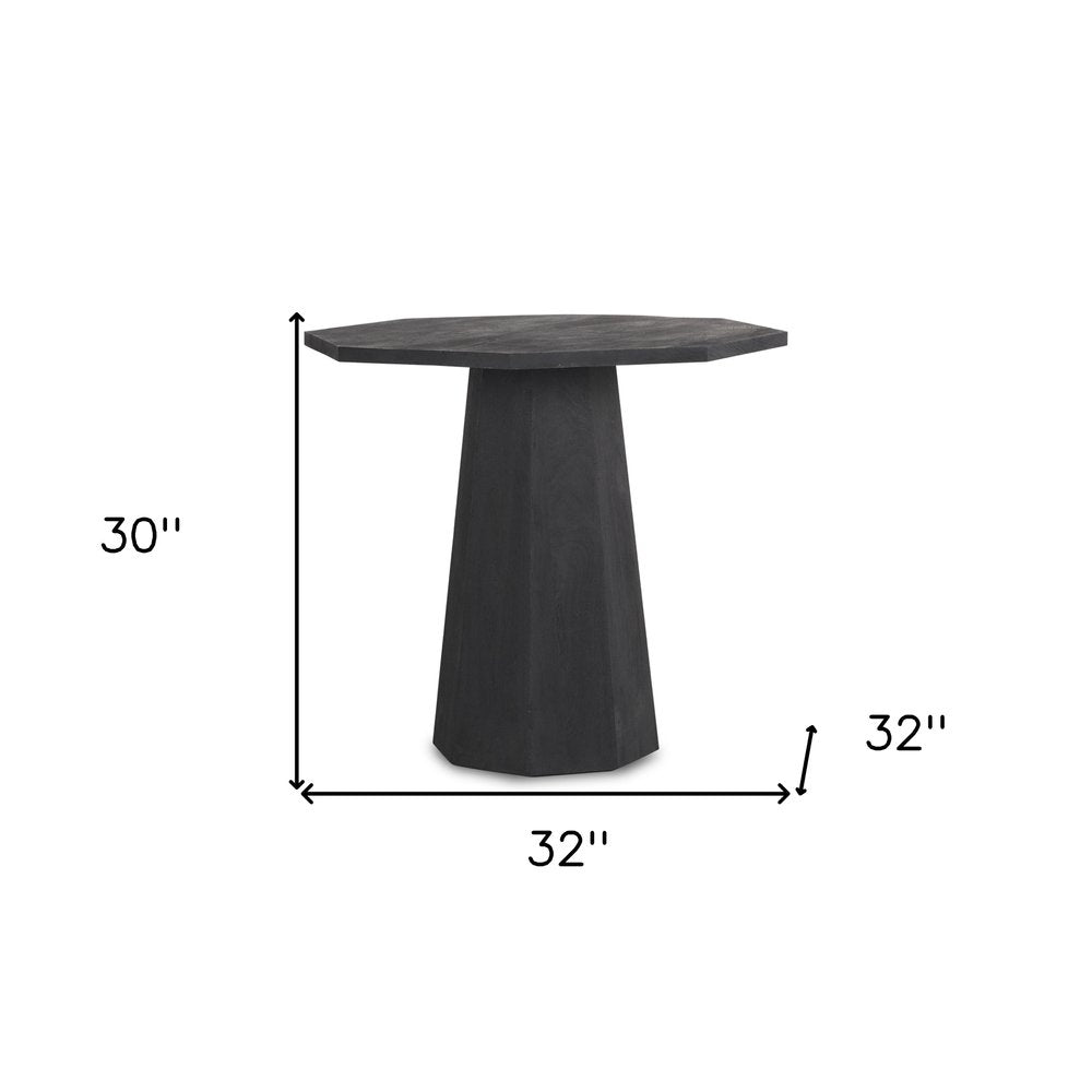 30" Black Solid Wood Hexagonal Pedestal End Table — view 4