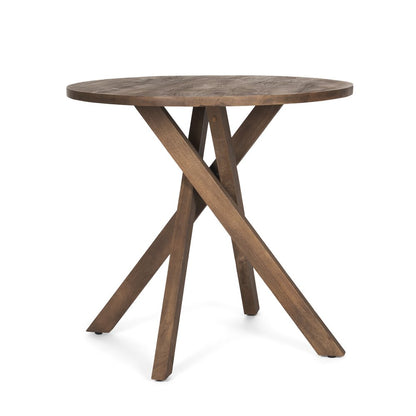 30" Brown Solid Wood Round Cross Legs End Table