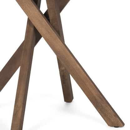 30" Brown Solid Wood Round Cross Legs End Table