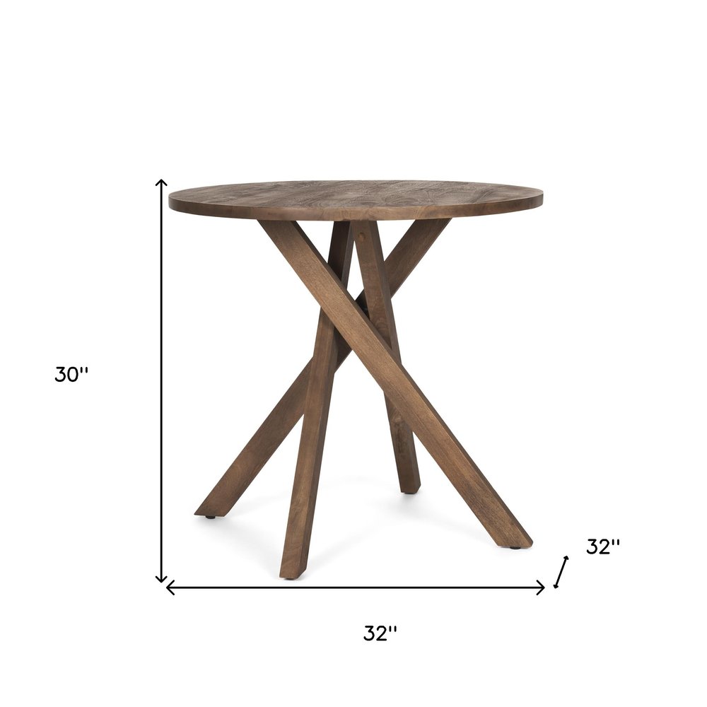 32" Brown Solid Wood and Wood Tray Table HomeRoots