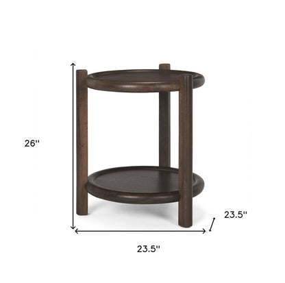 24" Dark Brown Solid Wood Tray Table HomeRoots