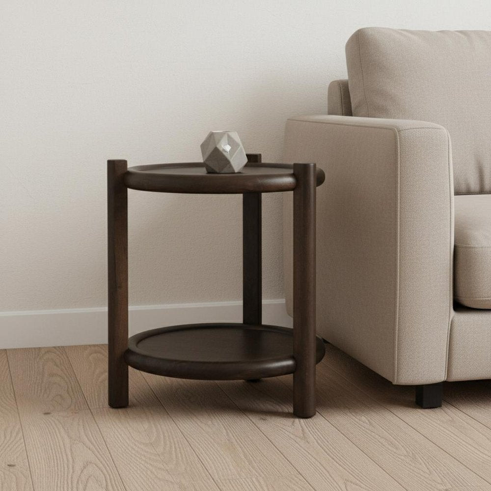 24" Dark Brown Solid Wood Tray Table — view 5