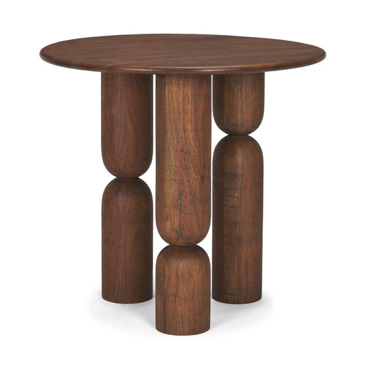 30" Brown Solid Wood Round End Table