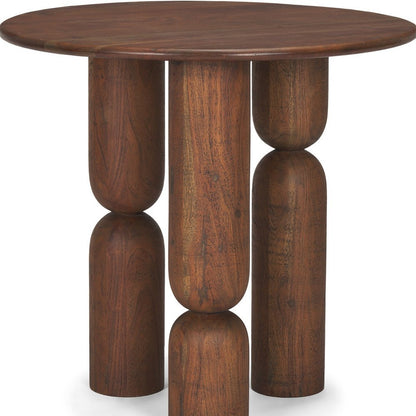 30" Brown Solid Wood Round End Table