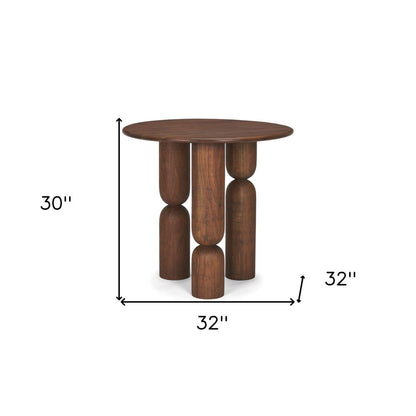30" Brown Solid Wood Round End Table