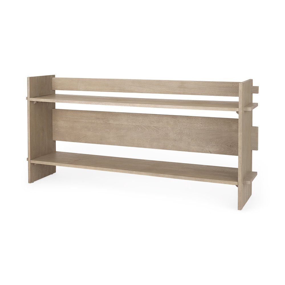 76" Light Gray Solid Wood Distressed Solid Console Table With Shelf HomeRoots