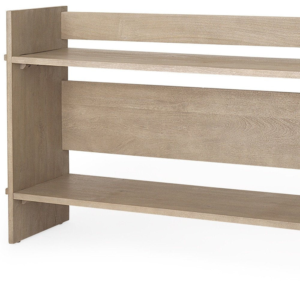 76" Light Gray Solid Wood Distressed Solid Console Table With Shelf HomeRoots