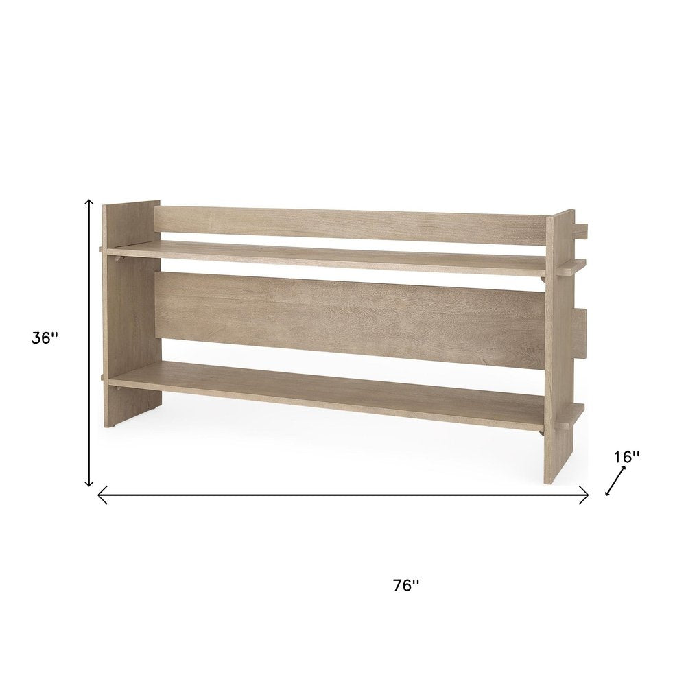 76" Light Gray Solid Wood Distressed Solid Console Table With Shelf HomeRoots