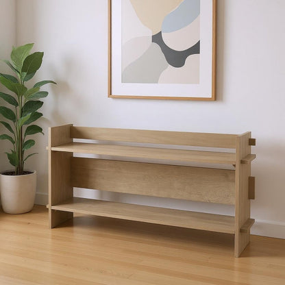 76" Light Gray Solid Wood Distressed Solid Console Table With Shelf HomeRoots
