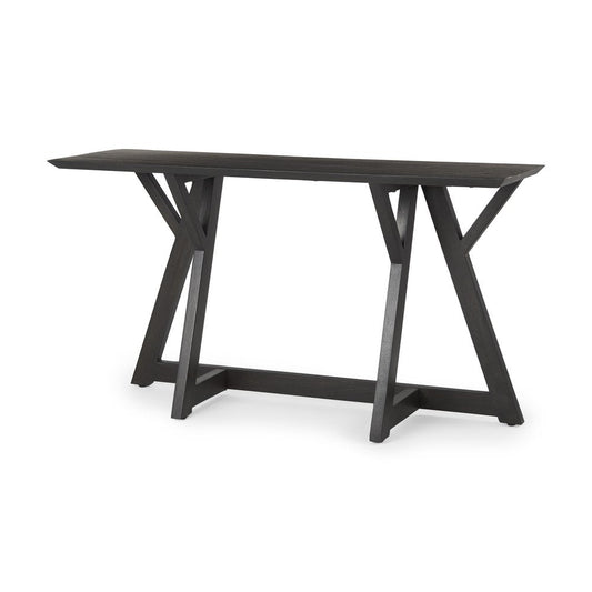 54" Brown Solid Wood Trestle Console Table HomeRoots