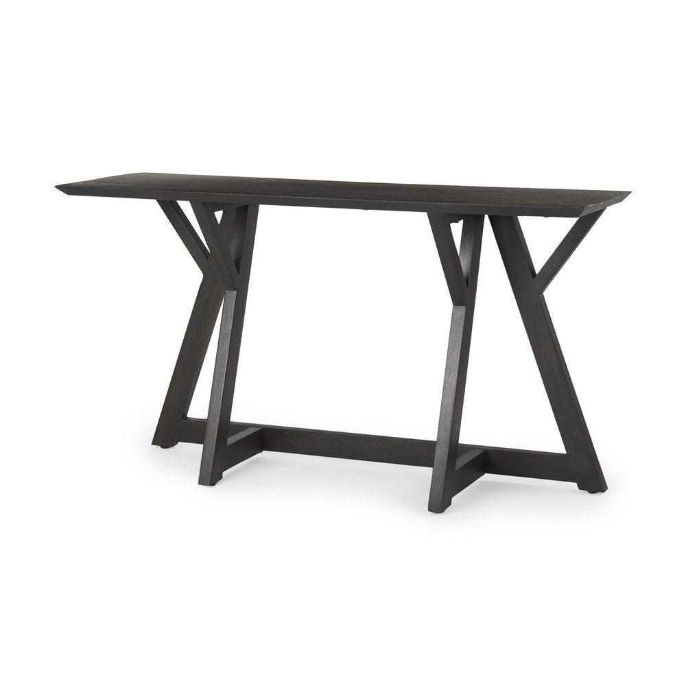 54" Brown Solid Wood Trestle Console Table HomeRoots