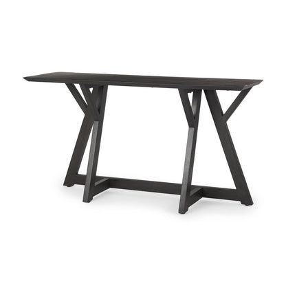 54" Brown Solid Wood Trestle Console Table HomeRoots