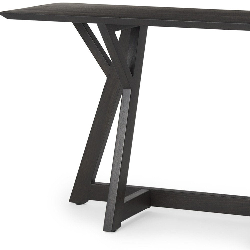 54" Brown Solid Wood Trestle Console Table HomeRoots