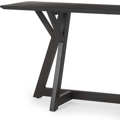 54" Brown Solid Wood Trestle Console Table HomeRoots