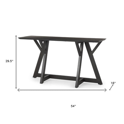 54" Brown Solid Wood Trestle Console Table HomeRoots