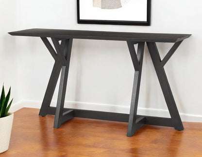 54" Brown Solid Wood Trestle Console Table HomeRoots