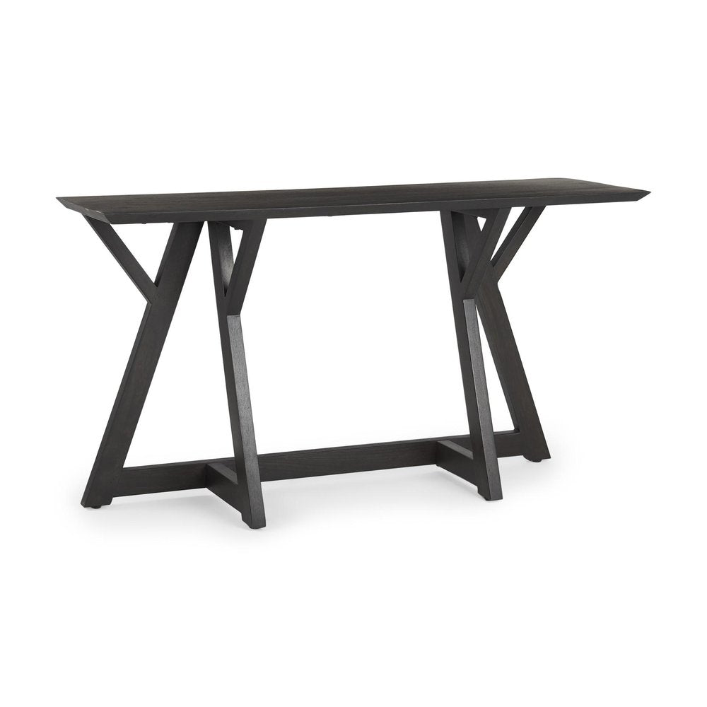 54" Brown Solid Wood Trestle Console Table HomeRoots