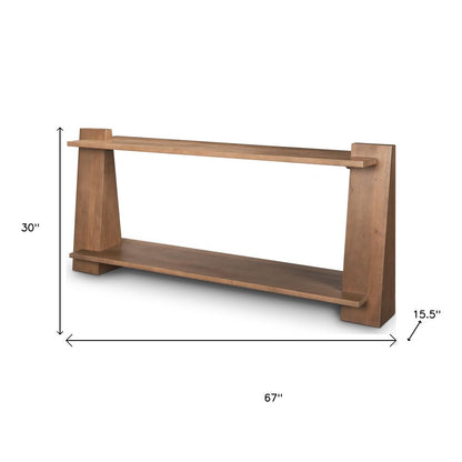 67" Brown Solid Wood Solid Console Table With Shelf HomeRoots