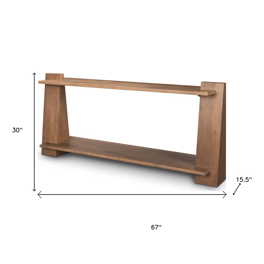 67" Brown Solid Wood Solid Console Table With Shelf HomeRoots