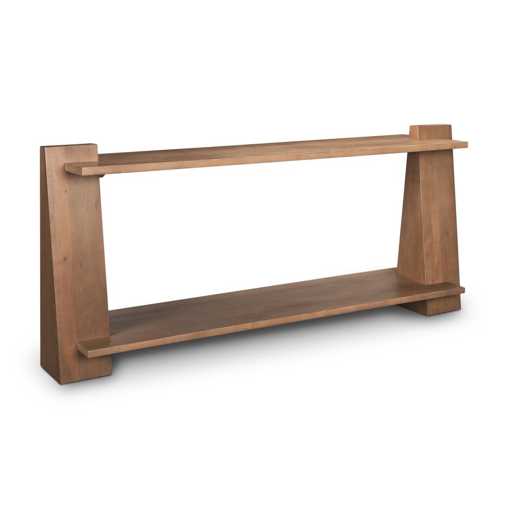 67" Brown Solid Wood Solid Console Table With Shelf HomeRoots