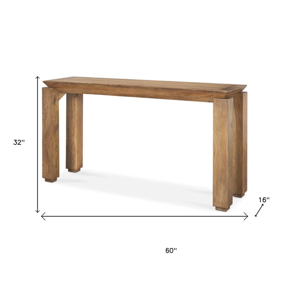 60" Brown Solid Wood Console Table HomeRoots