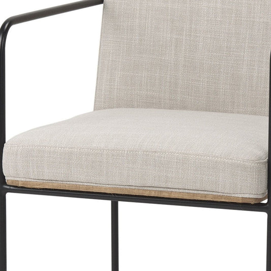 Beige and Black Upholstered Cushion And Metal Dining Arm Chair HomeRoots