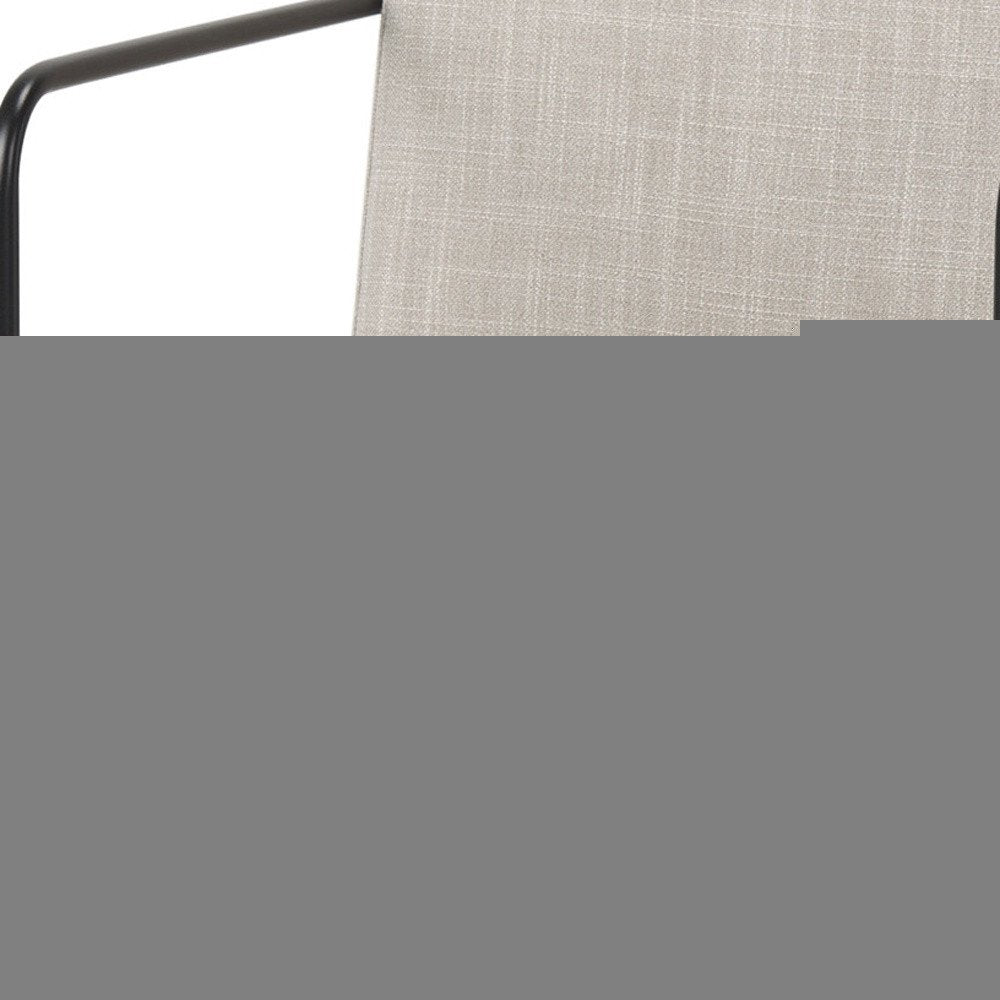 Beige and Black Upholstered Cushion And Metal Dining Arm Chair HomeRoots