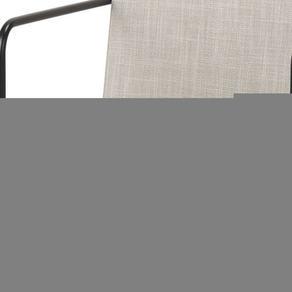 Beige and Black Upholstered Cushion And Metal Dining Arm Chair HomeRoots