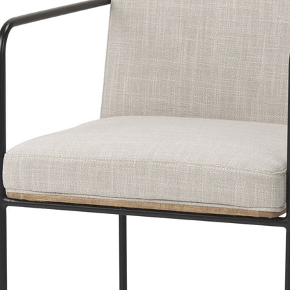 Beige and Black Upholstered Cushion And Metal Dining Arm Chair HomeRoots