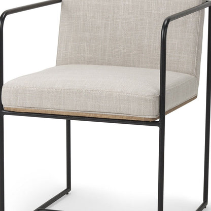 Beige and Black Upholstered Cushion And Metal Dining Arm Chair HomeRoots