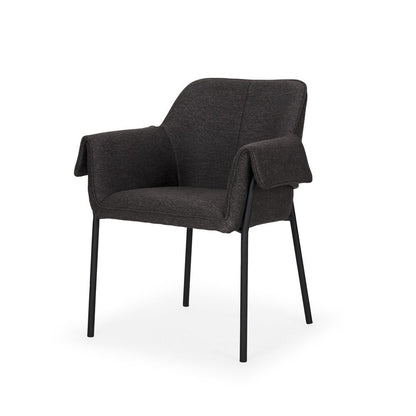 Set of Two Gray and Black Fabric Dining Arm Chairs HomeRoots
