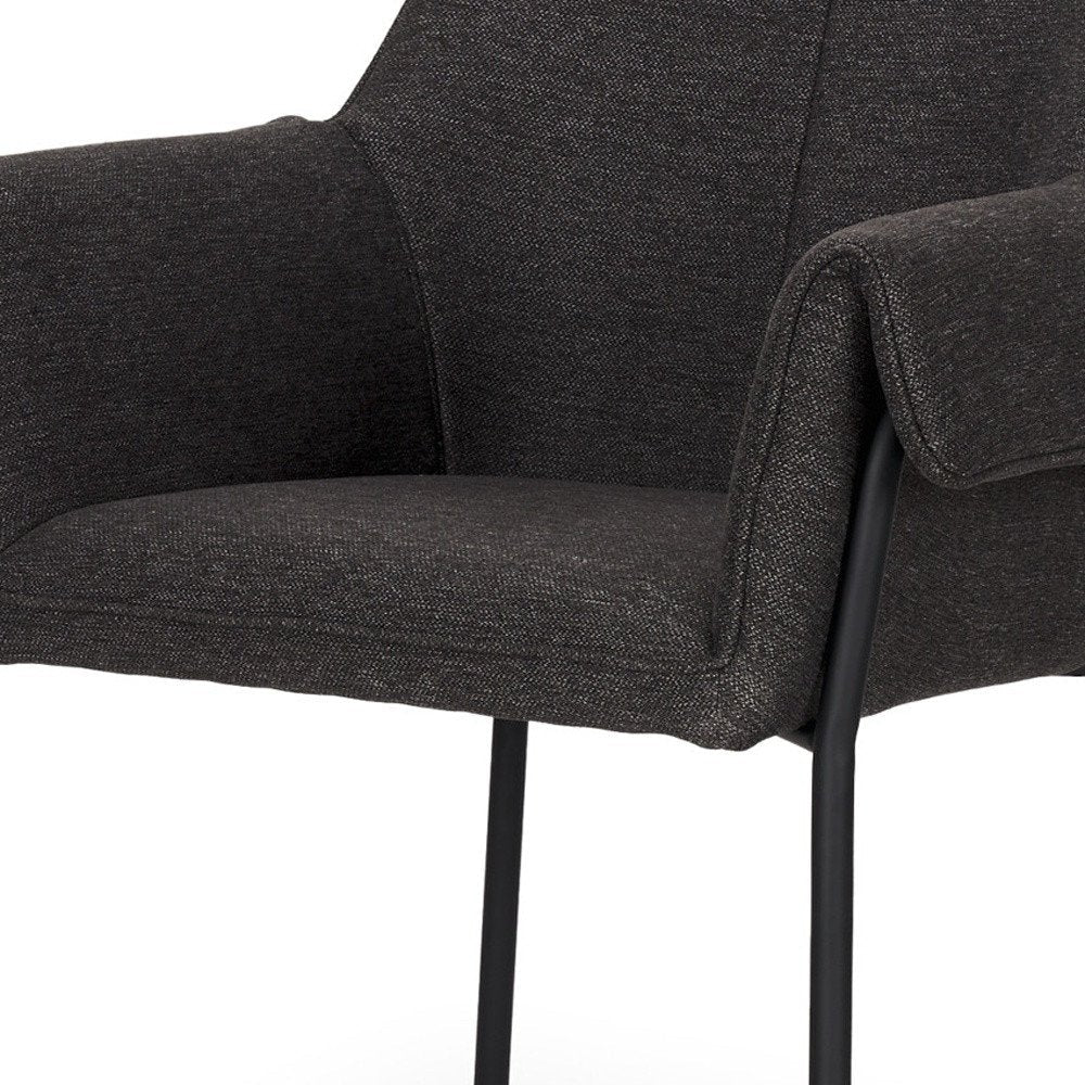 Set of Two Gray and Black Fabric Dining Arm Chairs HomeRoots