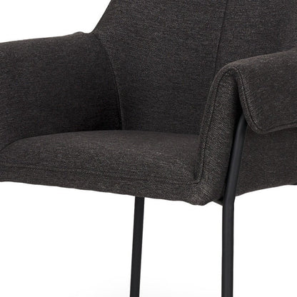 Set of Two Gray and Black Fabric Dining Arm Chairs HomeRoots
