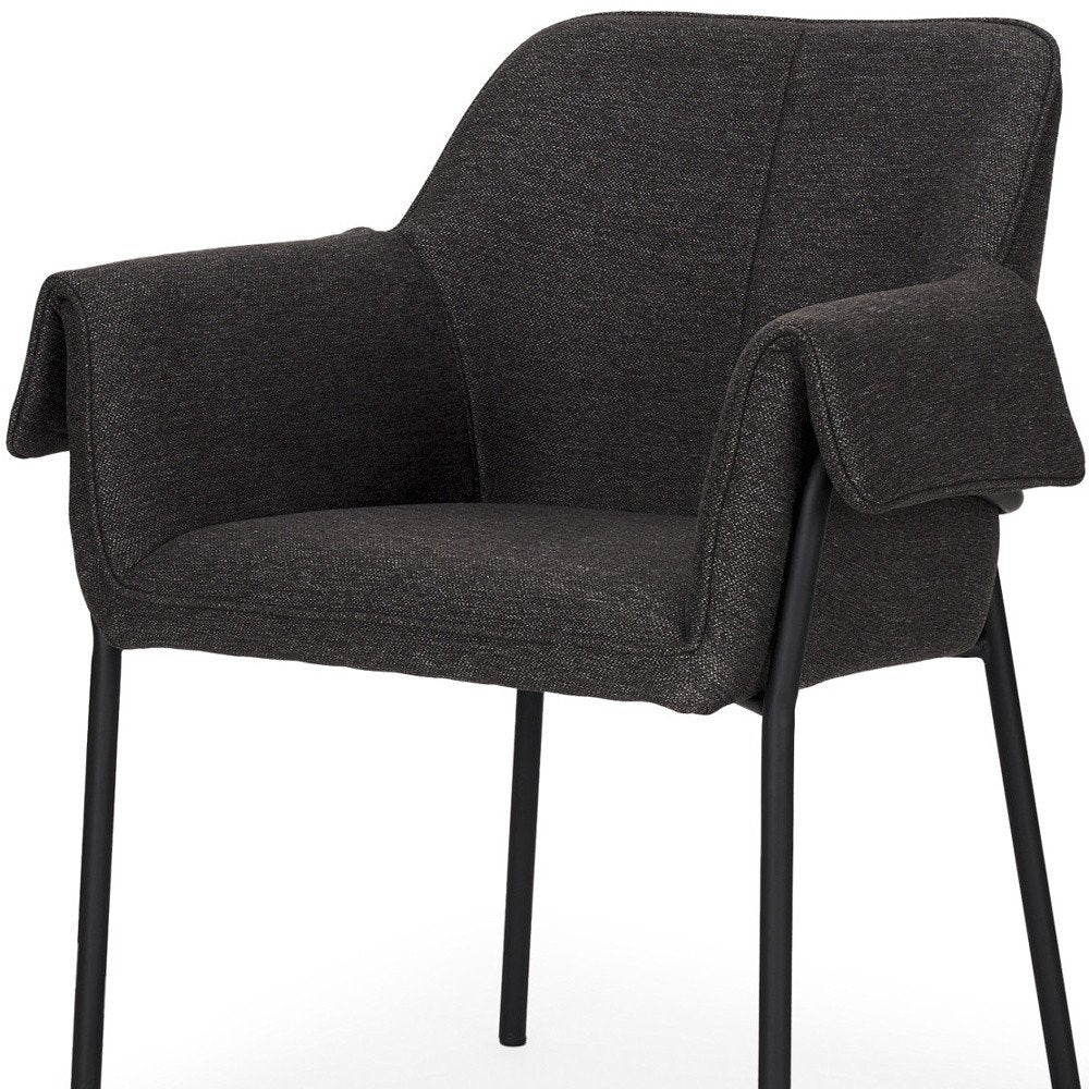 Set of Two Gray and Black Fabric Dining Arm Chairs HomeRoots