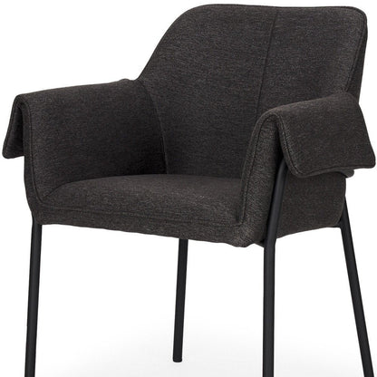 Set of Two Gray and Black Fabric Dining Arm Chairs HomeRoots