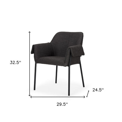 Set of Two Gray and Black Fabric Dining Arm Chairs HomeRoots
