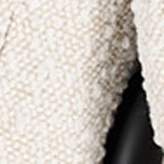 Set of Two Cream and Black Boucle Dining Arm Chairs HomeRoots