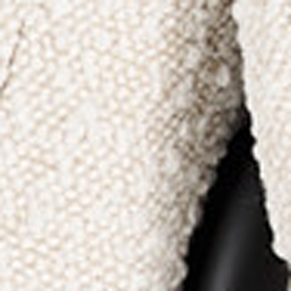 Set of Two Cream and Black Boucle Dining Arm Chairs HomeRoots