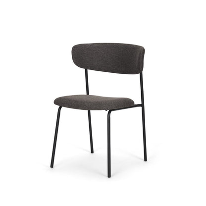 Set of Two Gray and Black Fabric Open Back Dining Side Chairs HomeRoots